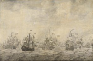 Episode uit de Vierdaagse Zeeslag, 11-14 juni 1666, van de Tweede Engels-Nederlandse Oorlog, 1665-67 door Willem van de Velde (I)