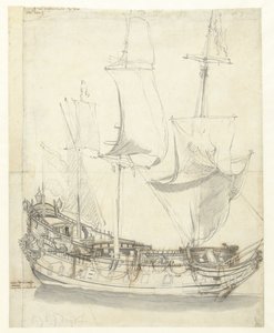 Schip de Princesse Royale van vice-admiraal Witte de With door Willem van de Velde (I)