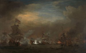 Ontmoeting tijdens de Slag bij Kijkduin door Willem van de Velde (II)