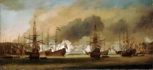 Slag bij Bergen (of Vagen) (Noorwegen), 3 augustus 1665 (13 augustus 1665) door Willem van de Velde the Younger