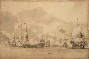 De Slag bij de Texel (Kijkduijn) 11-21 augustus 1673 door Willem van de Velde the Younger
