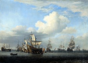 De gevangengenomen Swiftsure, Seven Oaks, Loyal George en Convertine..., ca. 1666 door Willem van de Velde the Younger