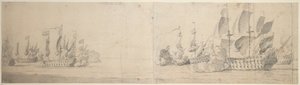Strand en de actie van van Ghent door Willem van de the Elder Velde