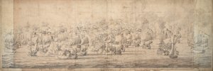 De Slag bij Lowestoft, 3-13 juni 1665, ca. 1674 door Willem van de the Elder Velde