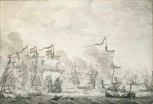 De Slag om de Sont, 29 oktober - 8 november 1658, c.1660 door Willem van de the Elder Velde