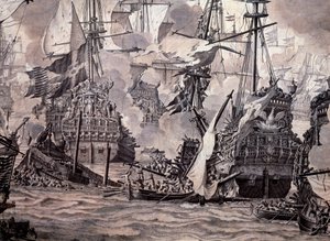 De Slag om de Sont tussen de Nederlandse en Zweedse vloten, 8 november 1658 (detail)