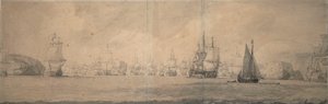 De Nederlandse Oost-Indiëvaarders varen naar Bok op Raa (Bjaelkero), 25 augustus-4 september 1665 door Willem van de the Elder Velde