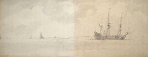 Een Nederlands oorlogsschip voor anker, ca. 1666