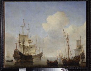 Het Nederlandse eskader aan de West-Afrikaanse kust door Willem van de Velde the Younger