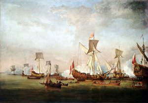 Het vertrek van Prins Willem van Oranje (of Willem van Engeland) en Prinses Mary II, op huwelijksreis naar Holland, 19 november