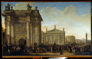 Een triomfantelijke processie door Willem van de Velde the Younger