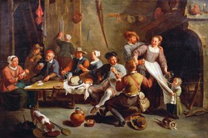 Interieur van een Herberg met Kaartspelers door Willem van the Elder Herp