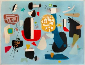 Dialoog rood-blauw door Willi Baumeister