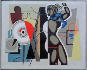 Vrouw met opgeheven arm door Willi Baumeister