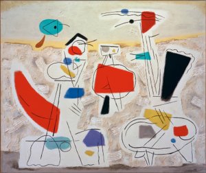 Vrolijk landschap II door Willi Baumeister