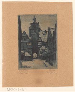 Gezicht op de Weisserturm, te Rothenburg ob der Tauber door Willi Foerster (signed by artist)