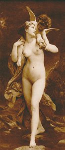 De jeugd en de liefde (fotogravure) door William Adolphe (after) Bouguereau