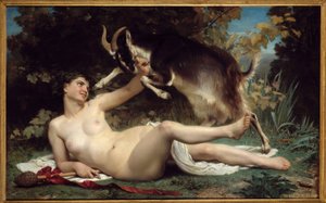 Een Bacchante Ze wordt afgebeeld met een geit