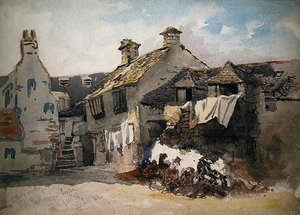 De binnenplaats van het oude parlementsgebouw, Dolgelley, Noord-Wales door William Evans