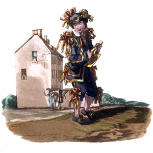 Schoorsteenvegersjongen in Mei Dag kleding, c.1820 (gravure)