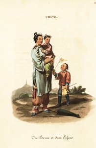 Chinese kindermeisje en twee kinderen