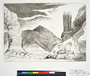 De Cirkel van de Vervalsers: Dante en Virgil bedekken hun neuzen vanwege de stank, Inferno, Canto XXIX, illustratie bij de 
