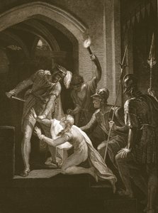 De Dood van Arthur, gegraveerd door J. Fittler, illustratie uit David Hume