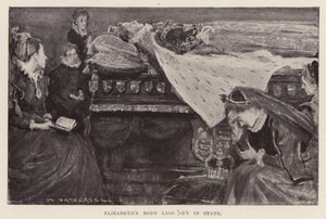 Het lichaam van Elizabeth I opgebaard, uitgegeven 1898 door William (after) Hatherell