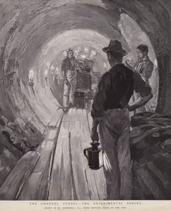 De Kanaaltunnel - Het experimentele boren (litho) door William (after) Hatherell