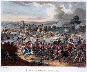 Arthur Wellesley (1769-1852) Lord Wellington betreedt Salamanca, gegraveerd door J.C. Stadler, gepubliceerd 1818