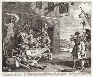 De invasie - Engeland - Plaat 2 door William (after) Hogarth