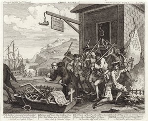 De Invasie - Frankrijk - Plaat 1 door William (after) Hogarth