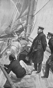 Koning Edward in een Zeilongeluk bij Cowes door William (after) Rainey