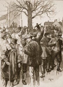 Staking van landbouwarbeiders in Warwickshire: bijeenkomst in Whitnash door William (after) Rainey