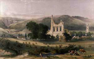 Byland Abbey vanuit het Zuidwesten, uit 