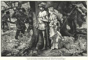 Robin Hood en Allin A Dale (gravure) door William (after) Small