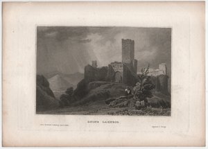 Ruin Lahneck door William (after) Tombleson