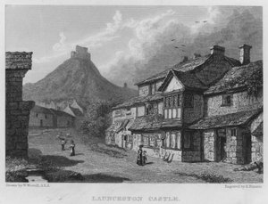 Kasteel van Launceston door William (after) Westall