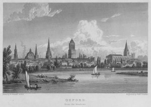 Oxford, vanaf de Weiden (gravure)