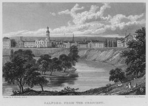 Salford, vanaf de Crescent (gravure)