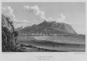 Scarborough, Kasteel en Baai door William (after) Westall