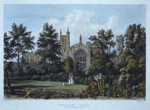 Winchester College vanuit de Tuin van de Warden, uit 