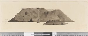 Pagina 3b Uitzicht op een niet-geïdentificeerd eiland. In inkt aan de linkerkant 