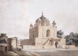 Het mausoleum van Sultan Parviz, nabij Allahabad door William (circle of) Daniell