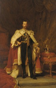 Kroningsportret van Koning George V, naar Sir Luke Fildes door William A. Menzies