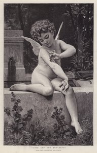 Cupido en de Vlinder (litho) door William Adolphe (after) Bouguereau