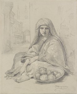 Noord-Afrikaans meisje dat granaatappels verkoopt, laat 19e eeuw door William Adolphe Bouguereau