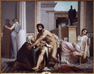 Odysseus herkend door zijn verpleegster, Euryclee door William Adolphe Bouguereau