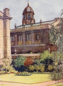 Sheldonian Theatre en Bodleian Library vanuit de tuin van de rector, Exeter College