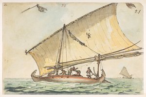 Boot in Cochin China, uit een Album van 372 tekeningen van landschappen, kustlijnen, kostuums en het dagelijks leven gemaakt tijdens Lord Macartney